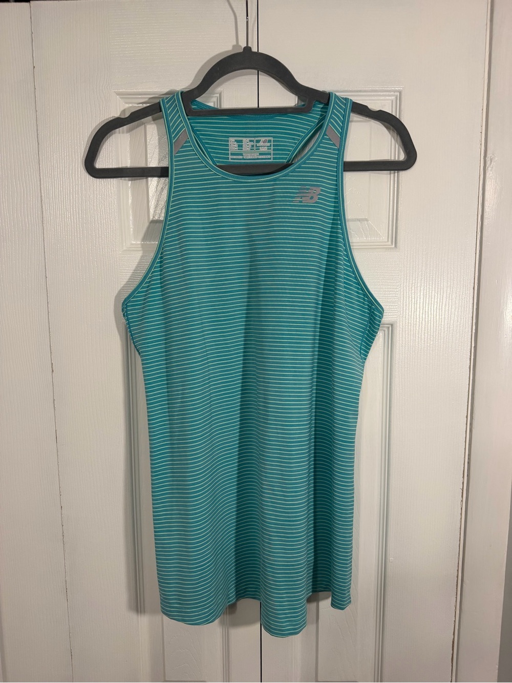 New Balance Striped Racerback Tank Top L Teal Green